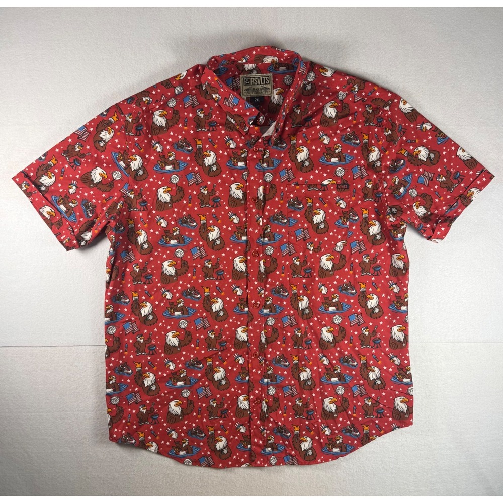 RSVLTS Mens 2XL Red Dare Mighty Things Eagle Kunuflex Button Down Shirt
